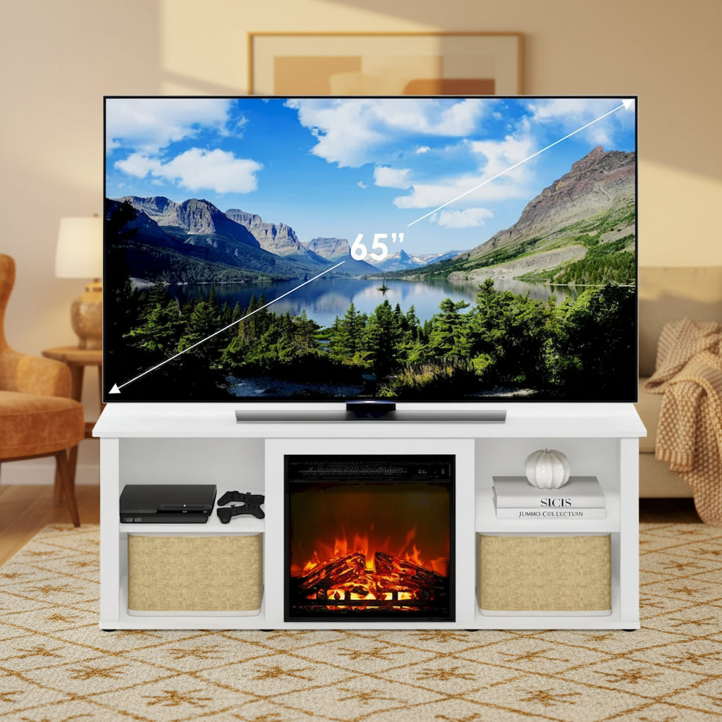 Meuble TV de 152 cm avec cheminée