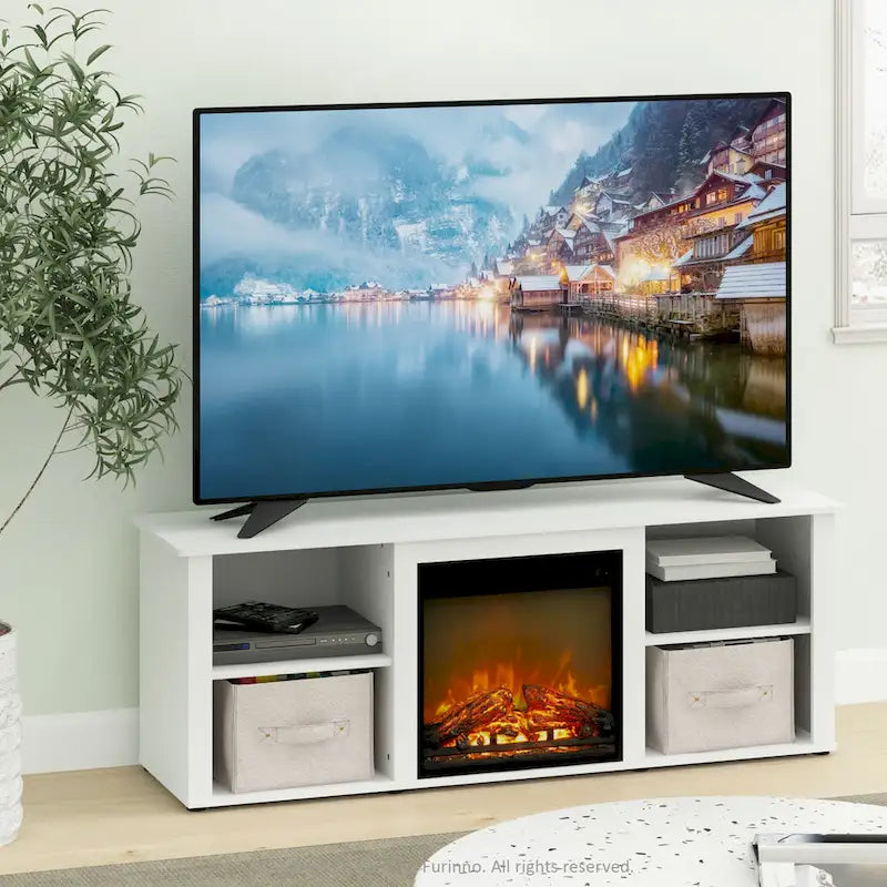 Meuble TV de 152 cm avec cheminée