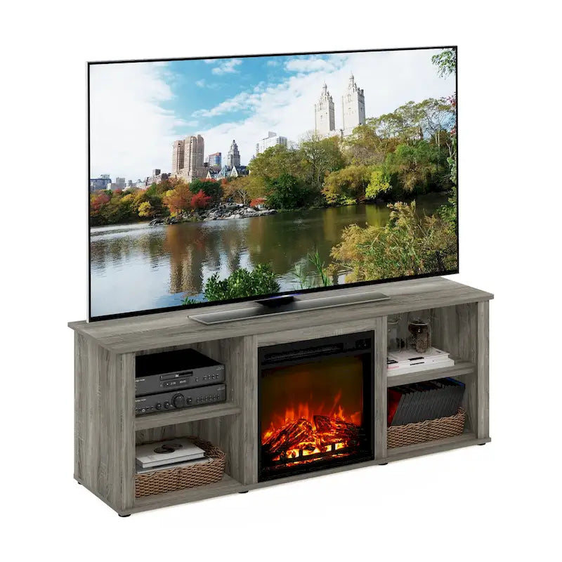 Meuble TV de 152 cm avec cheminée