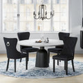 Chaise de salle à manger capitonnée à dossier haut avec clous décoratifs et anneaux de tirage