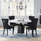 Chaise de salle à manger capitonnée à dossier haut avec clous décoratifs et anneaux de tirage