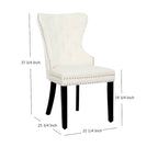 Chaise de salle à manger capitonnée à dossier haut avec clous décoratifs et anneaux de tirage