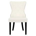 Chaise de salle à manger capitonnée à dossier haut avec clous décoratifs et anneaux de tirage