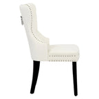 Chaise de salle à manger capitonnée à dossier haut avec clous décoratifs et anneaux de tirage