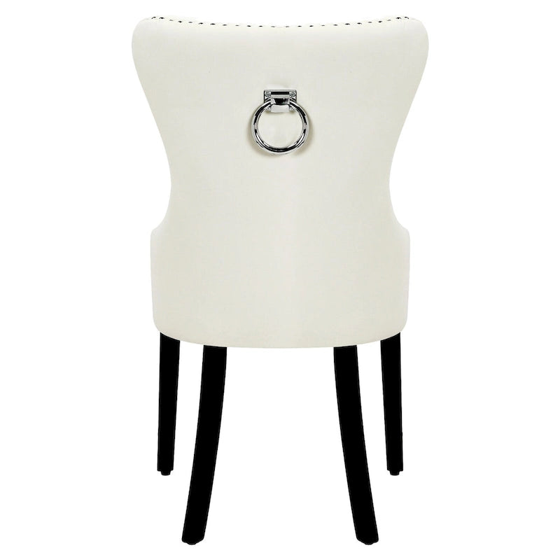 Chaise de salle à manger capitonnée à dossier haut avec clous décoratifs et anneaux de tirage