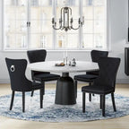 Chaise de salle à manger capitonnée à dossier haut avec clous décoratifs et anneaux de tirage