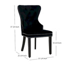 Chaise de salle à manger capitonnée à dossier haut avec clous décoratifs et anneaux de tirage