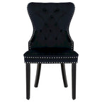 Chaise de salle à manger capitonnée à dossier haut avec clous décoratifs et anneaux de tirage