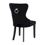 Chaise de salle à manger capitonnée à dossier haut avec clous décoratifs et anneaux de tirage