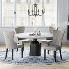 Chaise de salle à manger capitonnée à dossier haut avec clous décoratifs et anneaux de tirage