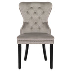 Chaise de salle à manger capitonnée à dossier haut avec clous décoratifs et anneaux de tirage