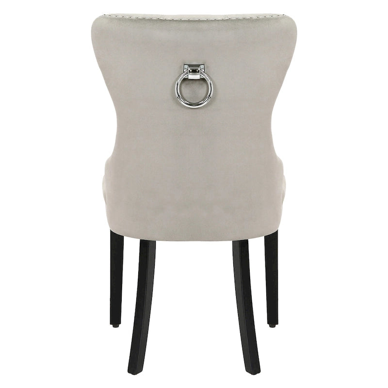 Chaise de salle à manger capitonnée à dossier haut avec clous décoratifs et anneaux de tirage
