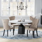 Chaise de salle à manger capitonnée à dossier haut avec clous décoratifs et anneaux de tirage
