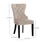Chaise de salle à manger capitonnée à dossier haut avec clous décoratifs et anneaux de tirage