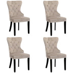 Chaise de salle à manger capitonnée à dossier haut avec clous décoratifs et anneaux de tirage