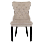 Chaise de salle à manger capitonnée à dossier haut avec clous décoratifs et anneaux de tirage