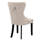 Chaise de salle à manger capitonnée à dossier haut avec clous décoratifs et anneaux de tirage