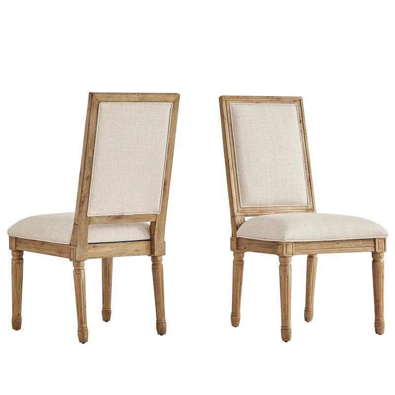 Chaises de salle à manger rectangulaires en lin