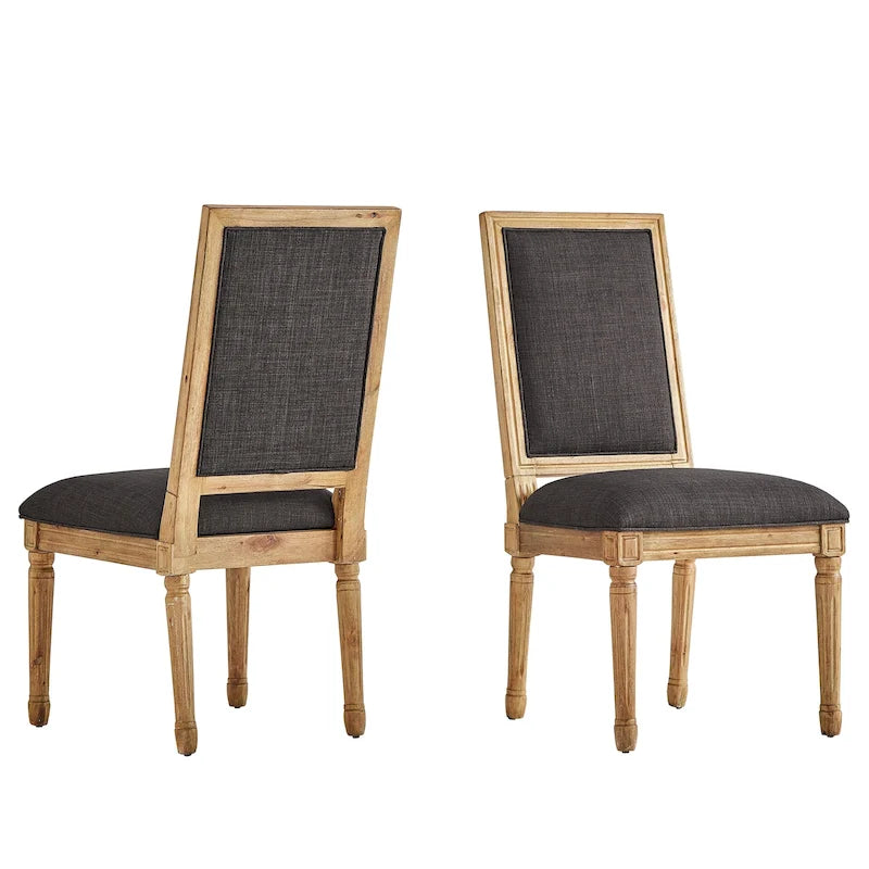 Chaises de salle à manger rectangulaires en lin