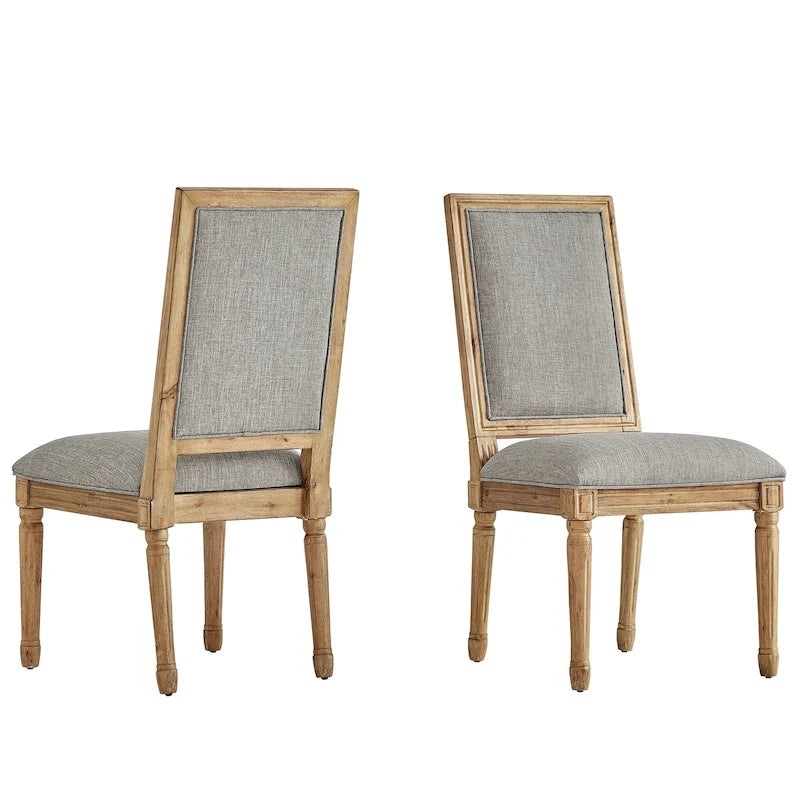 Chaises de salle à manger rectangulaires en lin