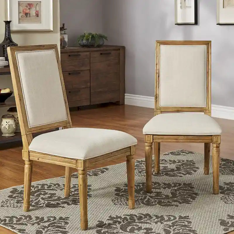 Chaises de salle à manger rectangulaires en lin
