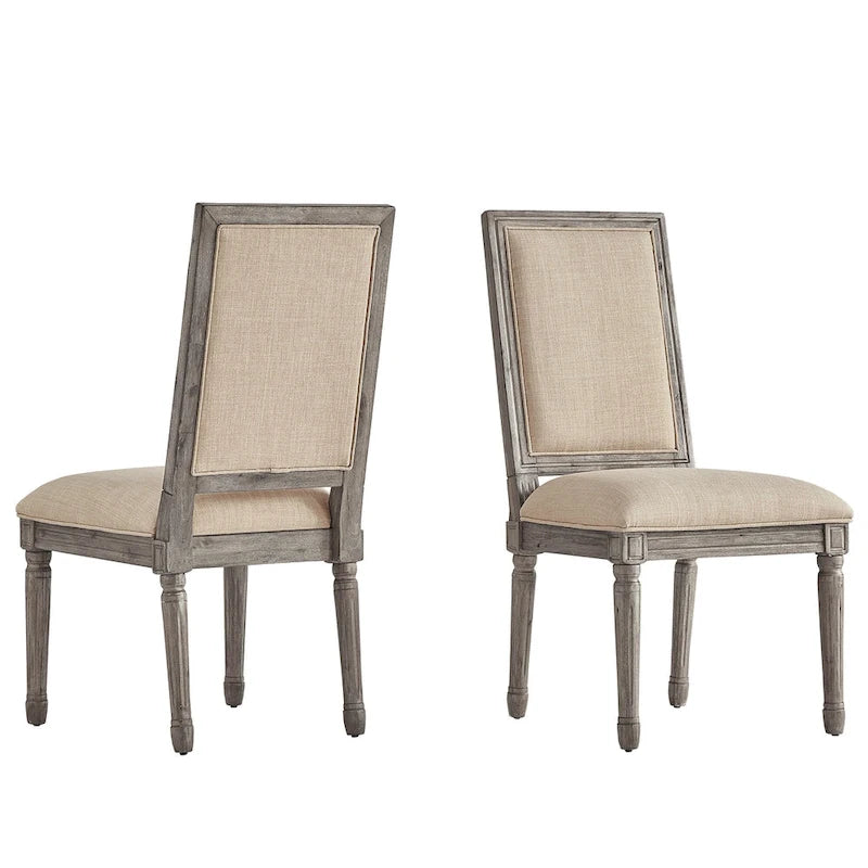 Chaises de salle à manger rectangulaires en lin
