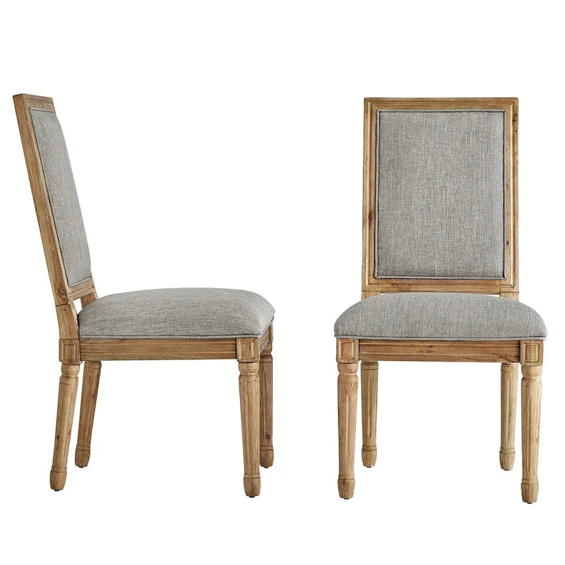 Chaises de salle à manger rectangulaires en lin