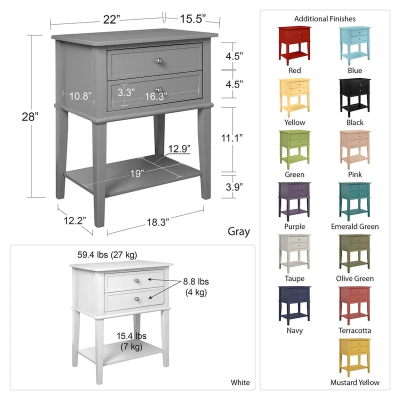 Table d'appoint avec 2 tiroirs
