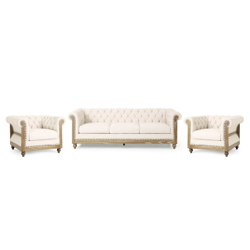 Canapé de salon en tissu et fauteuils d'appoint