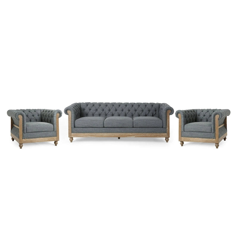 Canapé de salon en tissu et fauteuils d'appoint