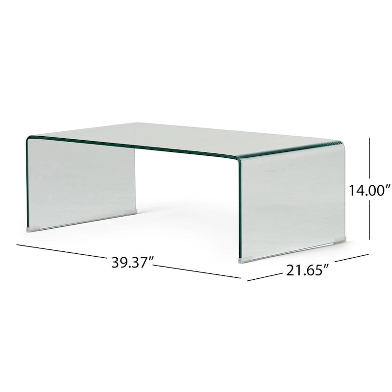Table Basse Rectangulaire en Verre Massif - 39,37 P x 21,65 L x 14 H