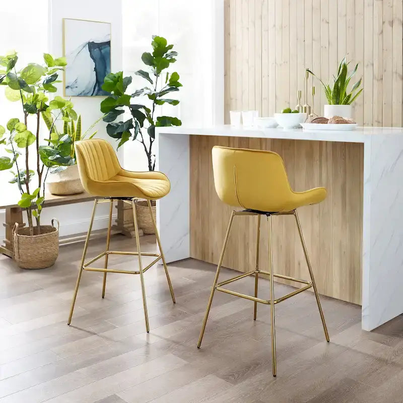 Tabouret de bar moderne pivotant en velours