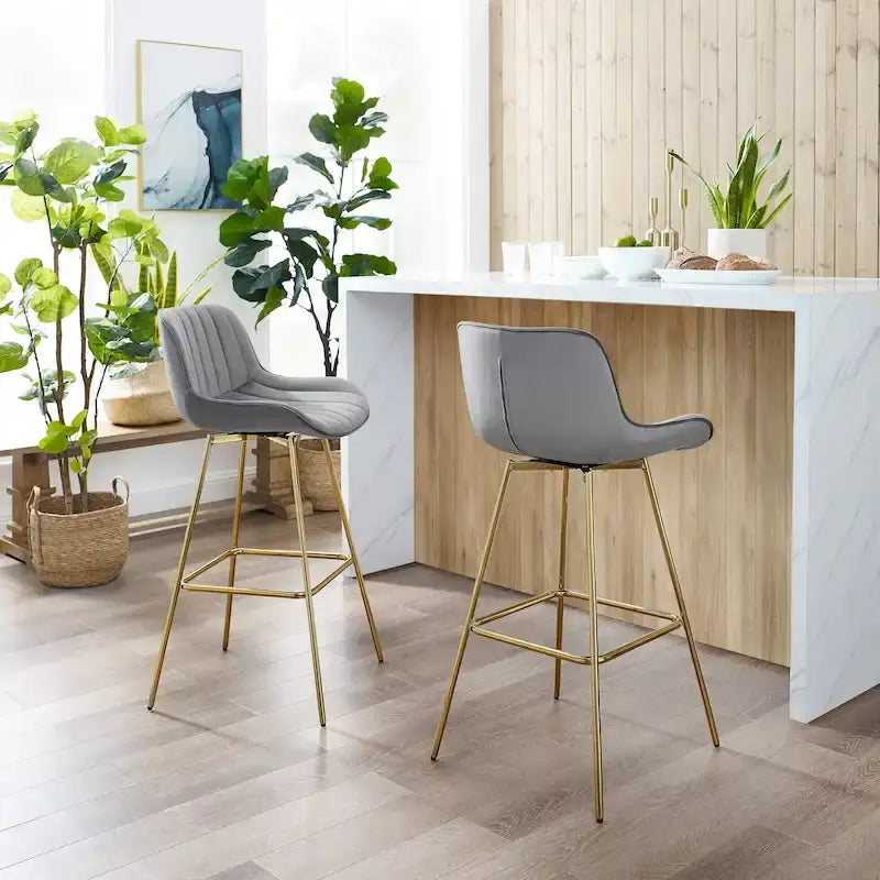 Tabouret de bar moderne pivotant en velours
