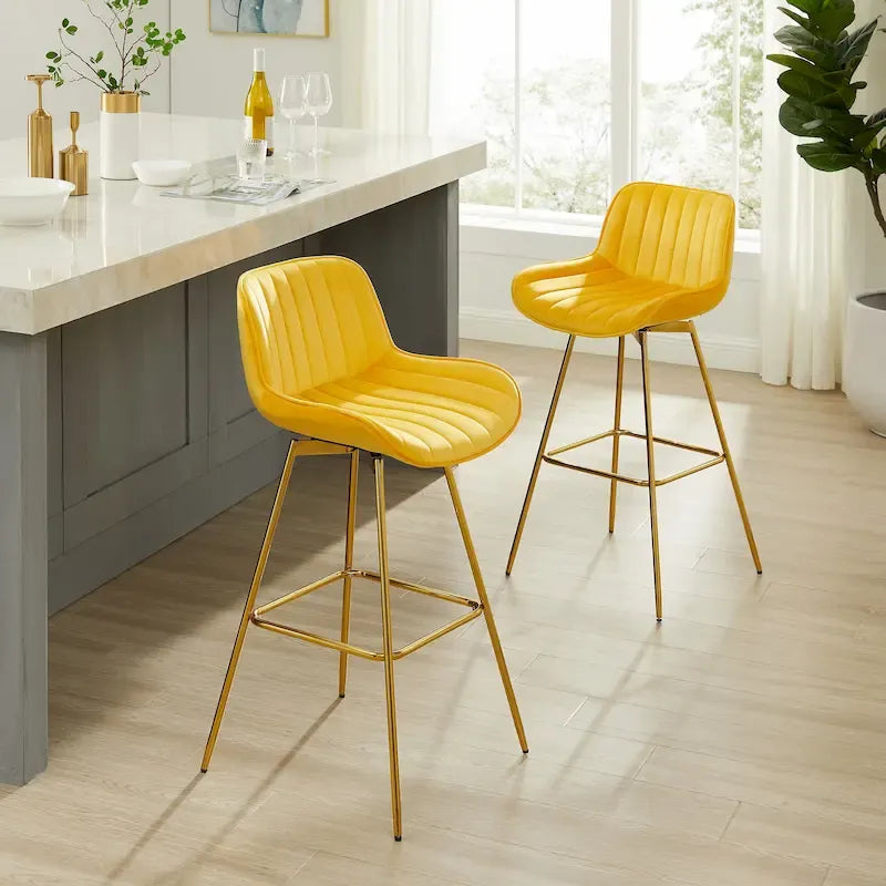 Tabouret de bar moderne pivotant en velours