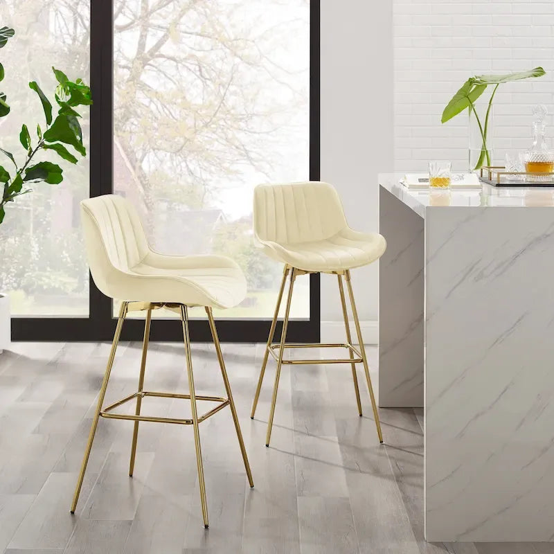 Tabouret de bar moderne pivotant en velours