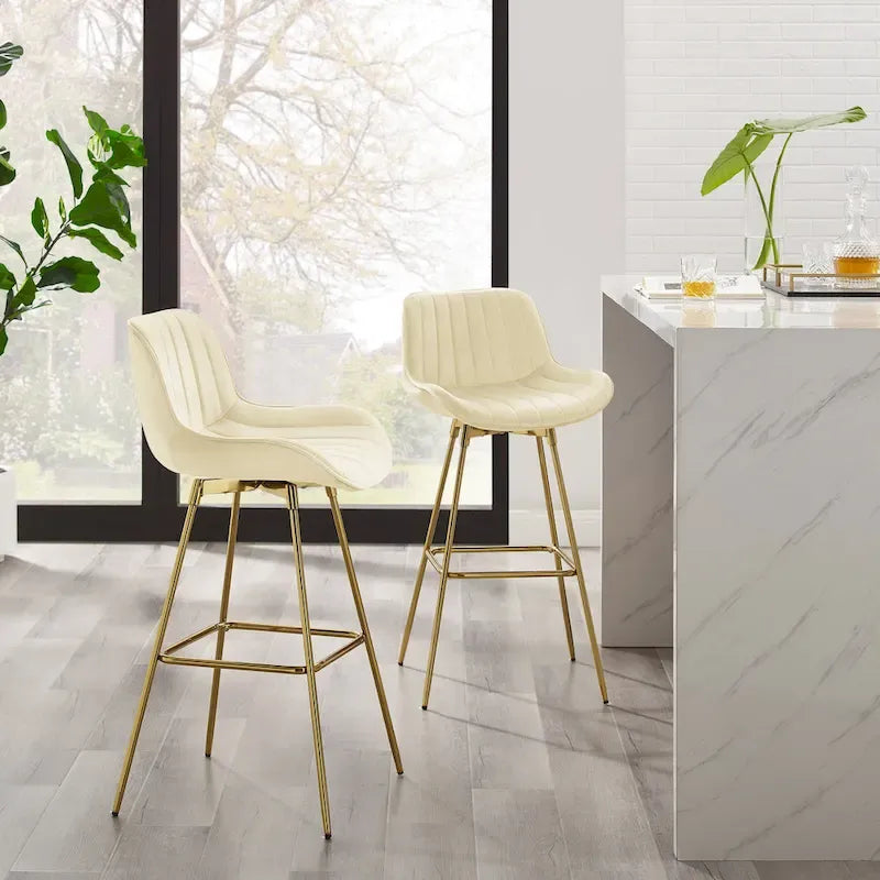 Tabouret de bar moderne pivotant en velours