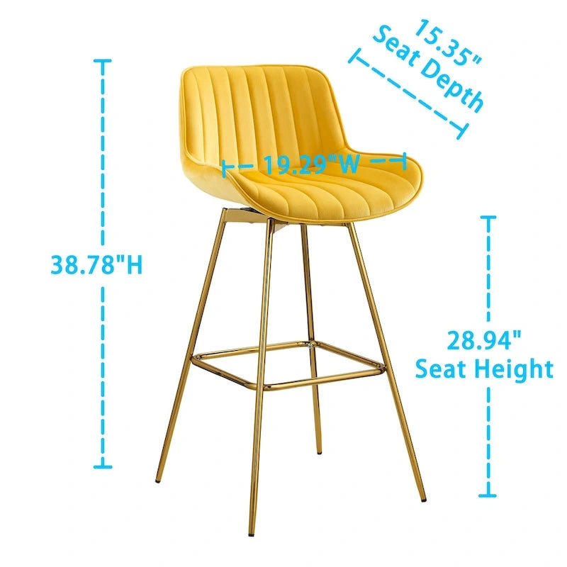 Tabouret de bar moderne pivotant en velours