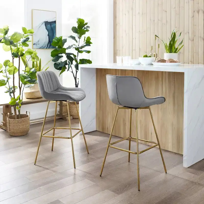 Tabouret de bar moderne pivotant en velours