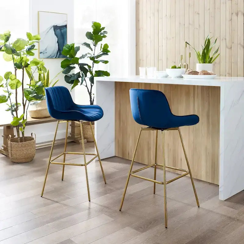 Tabouret de bar moderne pivotant en velours