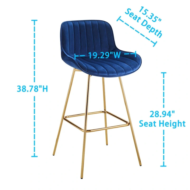 Tabouret de bar moderne pivotant en velours