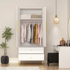 Armoire 2 portes en bois avec 2 tiroirs