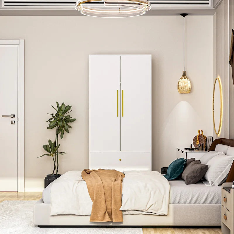 Armoire 2 portes en bois avec 2 tiroirs