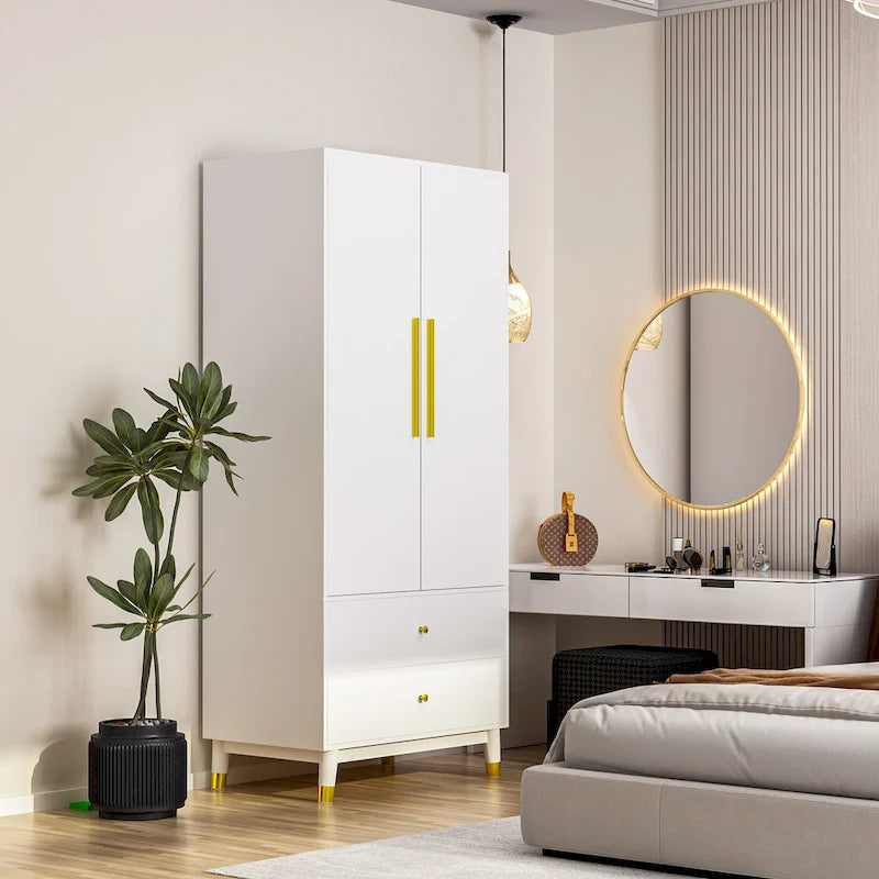 Armoire 2 portes en bois avec 2 tiroirs