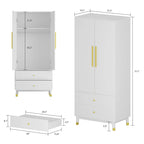 Armoire 2 portes en bois avec 2 tiroirs