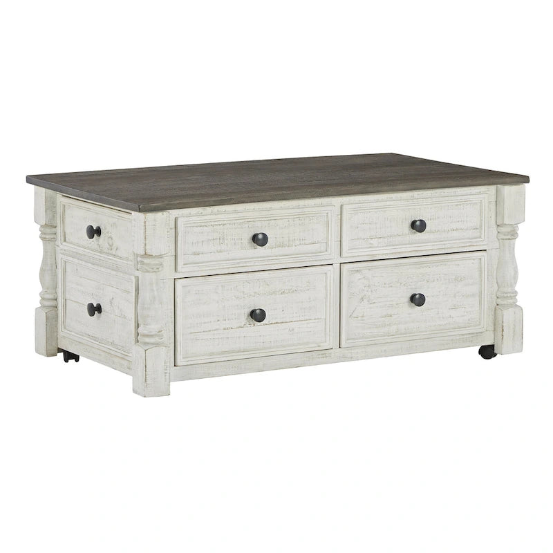 Table basse relevable blanc/gris - 26L x 46P x 20H