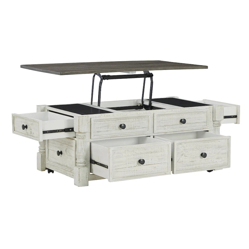 Table basse relevable blanc/gris - 26L x 46P x 20H