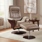 Artiva USA 'Milano' Modern Bend Wood Latte Leather Swivel Recliner with Ottoman set