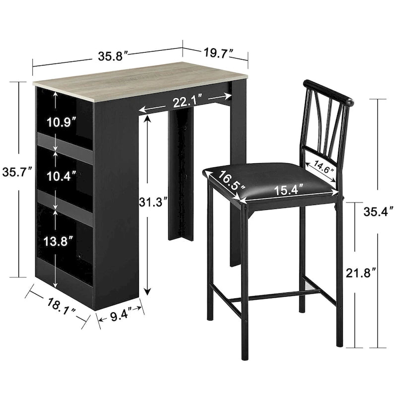 Table de salle à manger hauteur comptoir pour 2, table de cuisine compacte
