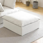 Canapé d'angle modulable en lin L-forme 5 pièces avec ottoman