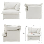 Canapé d'angle modulable en lin L-forme 5 pièces avec ottoman